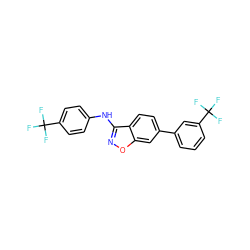 FC(F)(F)c1ccc(Nc2noc3cc(-c4cccc(C(F)(F)F)c4)ccc23)cc1 ZINC000045290522