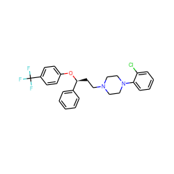 FC(F)(F)c1ccc(O[C@@H](CCN2CCN(c3ccccc3Cl)CC2)c2ccccc2)cc1 ZINC000013861725