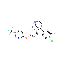 FC(F)(F)c1ccc(Oc2ccc3c(c2)CN2CCC3(c3ccc(Cl)c(Cl)c3)CC2)nn1 ZINC000114348587