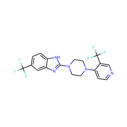 FC(F)(F)c1ccc2[nH]c(N3CCN(c4ccncc4C(F)(F)F)CC3)nc2c1 ZINC000035860575