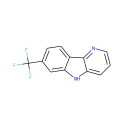 FC(F)(F)c1ccc2c(c1)[nH]c1cccnc12 ZINC000072108151