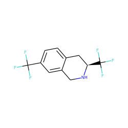 FC(F)(F)c1ccc2c(c1)CN[C@H](C(F)(F)F)C2 ZINC000013686873