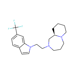 FC(F)(F)c1ccc2ccn(CCN3CCCN4CCCC[C@@H]4C3)c2c1 ZINC000022940031