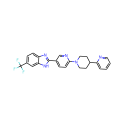 FC(F)(F)c1ccc2nc(-c3ccc(N4CCC(c5ccccn5)CC4)nc3)[nH]c2c1 ZINC001772600124