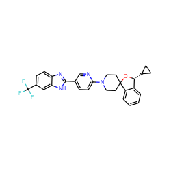 FC(F)(F)c1ccc2nc(-c3ccc(N4CCC5(CC4)O[C@H](C4CC4)c4ccccc45)nc3)[nH]c2c1 ZINC001772645852