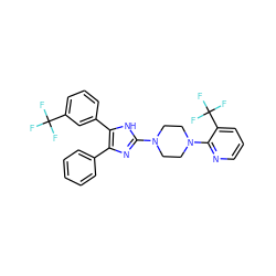 FC(F)(F)c1cccc(-c2[nH]c(N3CCN(c4ncccc4C(F)(F)F)CC3)nc2-c2ccccc2)c1 ZINC000028953873