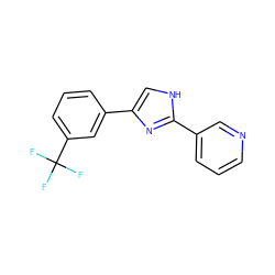 FC(F)(F)c1cccc(-c2c[nH]c(-c3cccnc3)n2)c1 ZINC000013553745