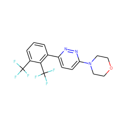 FC(F)(F)c1cccc(-c2ccc(N3CCOCC3)nn2)c1C(F)(F)F ZINC000045394200