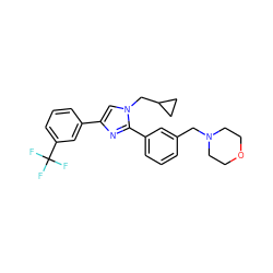 FC(F)(F)c1cccc(-c2cn(CC3CC3)c(-c3cccc(CN4CCOCC4)c3)n2)c1 ZINC000066259742