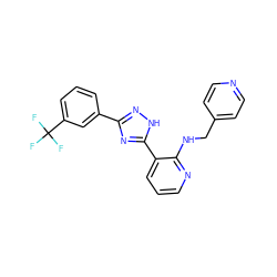 FC(F)(F)c1cccc(-c2n[nH]c(-c3cccnc3NCc3ccncc3)n2)c1 ZINC000066102161