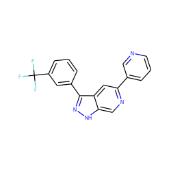 FC(F)(F)c1cccc(-c2n[nH]c3cnc(-c4cccnc4)cc23)c1 ZINC000205259314