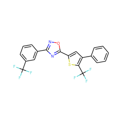 FC(F)(F)c1cccc(-c2noc(-c3cc(-c4ccccc4)c(C(F)(F)F)s3)n2)c1 ZINC000002141876