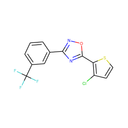 FC(F)(F)c1cccc(-c2noc(-c3sccc3Cl)n2)c1 ZINC000013671414