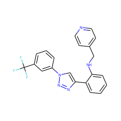 FC(F)(F)c1cccc(-n2cc(-c3ccccc3NCc3ccncc3)nn2)c1 ZINC000040951538