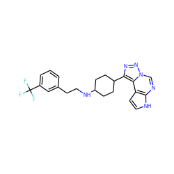 FC(F)(F)c1cccc(CCNC2CCC(c3nnn4cnc5[nH]ccc5c34)CC2)c1 ZINC001772634272