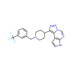 FC(F)(F)c1cccc(CN2CCC(c3nnn4cnc5[nH]ccc5c34)CC2)c1 ZINC001772571243