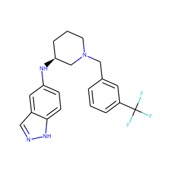 FC(F)(F)c1cccc(CN2CCC[C@H](Nc3ccc4[nH]ncc4c3)C2)c1 ZINC000114338059