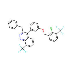 FC(F)(F)c1cccc(COc2cccc(-c3c(Cc4ccccc4)nnc4c(C(F)(F)F)cccc34)c2)c1Cl ZINC000043075250