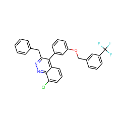 FC(F)(F)c1cccc(COc2cccc(-c3c(Cc4ccccc4)nnc4c(Cl)cccc34)c2)c1 ZINC000036479670