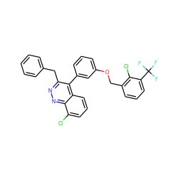 FC(F)(F)c1cccc(COc2cccc(-c3c(Cc4ccccc4)nnc4c(Cl)cccc34)c2)c1Cl ZINC000043021609