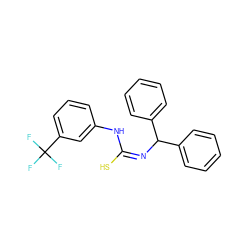 FC(F)(F)c1cccc(N/C(S)=N\C(c2ccccc2)c2ccccc2)c1 ZINC000008687890