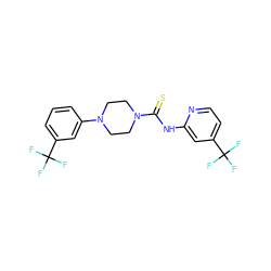 FC(F)(F)c1cccc(N2CCN(C(=S)Nc3cc(C(F)(F)F)ccn3)CC2)c1 ZINC000095567379