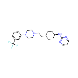 FC(F)(F)c1cccc(N2CCN(CC[C@H]3CC[C@H](Nc4ncccn4)CC3)CC2)c1 ZINC000261084228