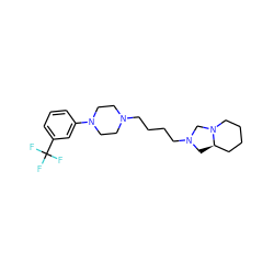 FC(F)(F)c1cccc(N2CCN(CCCCN3C[C@@H]4CCCCN4C3)CC2)c1 ZINC000019332340