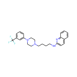 FC(F)(F)c1cccc(N2CCN(CCCCNc3ccc4ccccc4n3)CC2)c1 ZINC000035880231