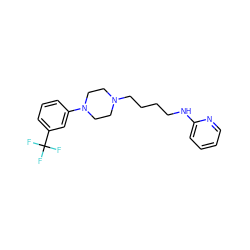 FC(F)(F)c1cccc(N2CCN(CCCCNc3ccccn3)CC2)c1 ZINC000058583093