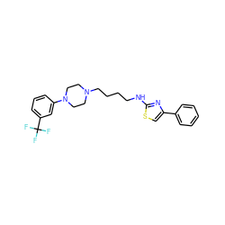 FC(F)(F)c1cccc(N2CCN(CCCCNc3nc(-c4ccccc4)cs3)CC2)c1 ZINC000035974105