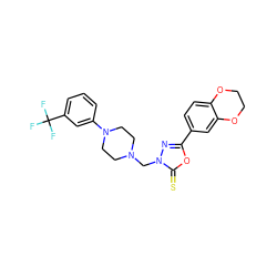 FC(F)(F)c1cccc(N2CCN(Cn3nc(-c4ccc5c(c4)OCCO5)oc3=S)CC2)c1 ZINC001772574933