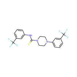 FC(F)(F)c1cccc(NC(=S)N2CCN(c3cccc(C(F)(F)F)c3)CC2)c1 ZINC000002852749