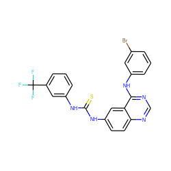 FC(F)(F)c1cccc(NC(=S)Nc2ccc3ncnc(Nc4cccc(Br)c4)c3c2)c1 ZINC001772578237