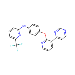 FC(F)(F)c1cccc(Nc2ccc(Oc3ncccc3-c3ccncn3)cc2)n1 ZINC000139330791