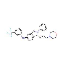 FC(F)(F)c1cccc(Nc2ccc3c(c2)C=[N+](c2ccccc2)[C@@H]3CCCN2CCOCC2)c1 ZINC001772578492