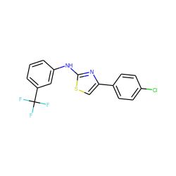 FC(F)(F)c1cccc(Nc2nc(-c3ccc(Cl)cc3)cs2)c1 ZINC000002900976