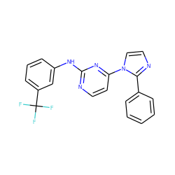 FC(F)(F)c1cccc(Nc2nccc(-n3ccnc3-c3ccccc3)n2)c1 ZINC000013489740