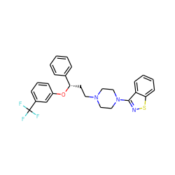 FC(F)(F)c1cccc(O[C@@H](CCN2CCN(c3nsc4ccccc34)CC2)c2ccccc2)c1 ZINC000013530536