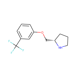 FC(F)(F)c1cccc(OC[C@@H]2CCCN2)c1 ZINC000026381389