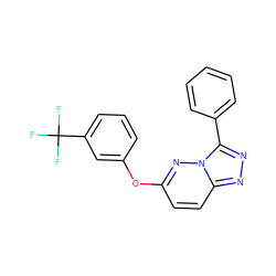 FC(F)(F)c1cccc(Oc2ccc3nnc(-c4ccccc4)n3n2)c1 ZINC000001043143