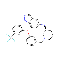 FC(F)(F)c1cccc(Oc2cccc(CN3CCC[C@H](Nc4ccc5[nH]ncc5c4)C3)c2)c1 ZINC000114332899