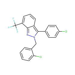 FC(F)(F)c1cccc2c(-c3ccc(Cl)cc3)n(Cc3ccccc3Cl)nc12 ZINC000045497635