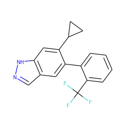 FC(F)(F)c1ccccc1-c1cc2cn[nH]c2cc1C1CC1 ZINC000169325677