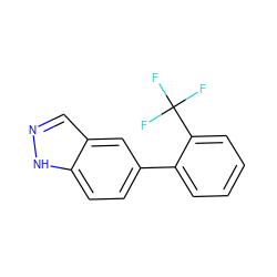 FC(F)(F)c1ccccc1-c1ccc2[nH]ncc2c1 ZINC000169329423