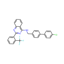 FC(F)(F)c1ccccc1-c1nc(NCc2ccc(-c3ccc(Cl)cc3)cc2)c2ccccc2n1 ZINC000198319151