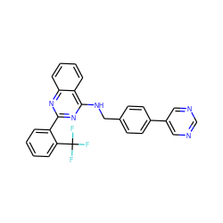 FC(F)(F)c1ccccc1-c1nc(NCc2ccc(-c3cncnc3)cc2)c2ccccc2n1 ZINC000169302845