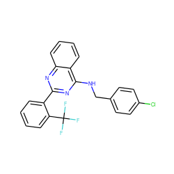 FC(F)(F)c1ccccc1-c1nc(NCc2ccc(Cl)cc2)c2ccccc2n1 ZINC000198406675