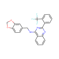 FC(F)(F)c1ccccc1-c1nc(NCc2ccc3c(c2)OCO3)c2ccccc2n1 ZINC000198405600