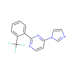 FC(F)(F)c1ccccc1-c1nccc(-n2ccnc2)n1 ZINC000004239432